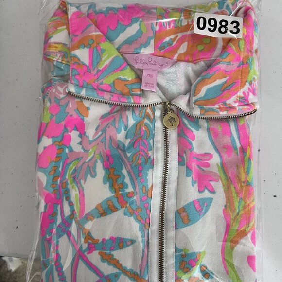 Lilly Pulitzer Women XXS Skipper Popover 1/2 Zip Scuba To Cuba Holy Grail Jacket - Picture 16 of 16